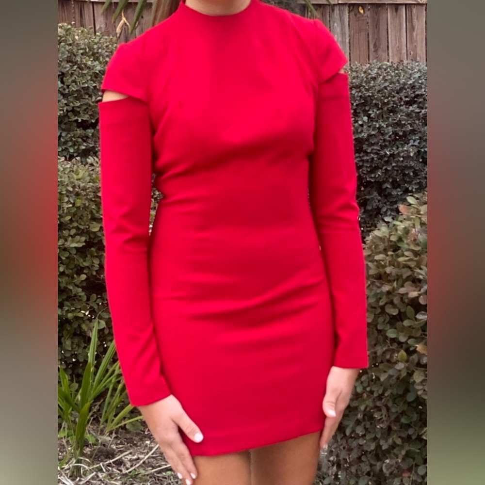 Black Halo Red Long Sleeve Dress